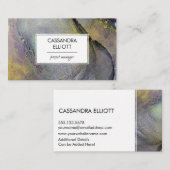 抽象芸術ダスティブルー&金ゴールドアルコールインクリキッドアート 名刺 (正面/裏面)