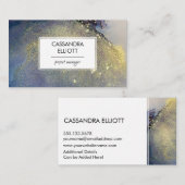 抽象芸術ダスティブルー&金ゴールドアルコールインクリキッドアート 名刺 (正面/裏面)