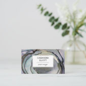 抽象芸術ダスティブルー&金ゴールドアルコールインク液体アート 名刺 (スタンド正面)