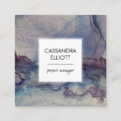 抽象芸術ダストブルーパープルアルコールインクリキッドアート スクエア名刺 (正面)