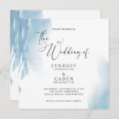 抽象芸術ダストブルーフローラ水結婚色の成分 招待状 (正面/裏面)