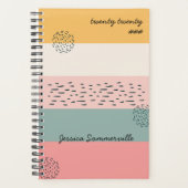 抽象芸術ダッシュOchreコーラルストライプ(名前) プランナー手帳 (正面)