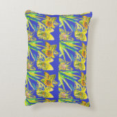 抽象芸術ダッフォディルイエローブルーフラワーズフローラアート アクセントクッション (裏面(縦))