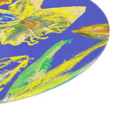 抽象芸術ダッフォディルイエローブルーフラワーズフローラアート カッティングボード (角)