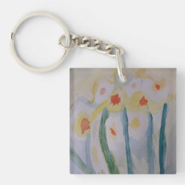 抽象芸術ダフォジルアクリルキーリング キーホルダー