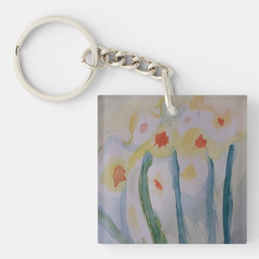 抽象芸術ダフォジルアクリルキーリング キーホルダー (正面)