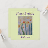 抽象芸術ダフォジル誕生日フラット カード (正面/裏面インサイチュ)