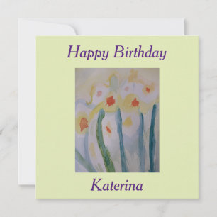 抽象芸術ダフォジル誕生日フラット カード