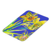 抽象芸術ダフォディルイエローブルーフラワーズアートL マグネット (左側)