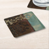 抽象芸術ダマスクタペストリーbyジェニファー・ゴルdberger スクエアペーパーコースター (アングル)