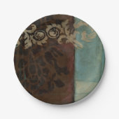 抽象芸術ダマスクタペストリーbyジェニファー・ゴルdberger ペーパープレート (正面)