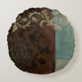 抽象芸術ダマスクタペストリーbyジェニファー・ゴルdberger ラウンドクッション (正面)