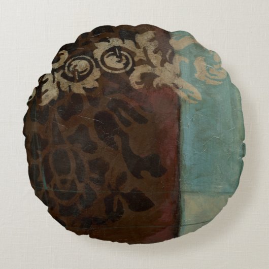 抽象芸術ダマスクタペストリーbyジェニファー・ゴルdberger ラウンドクッション (正面)