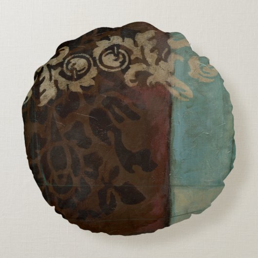 抽象芸術ダマスクタペストリーbyジェニファー・ゴルdberger ラウンドクッション (裏面)