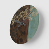 抽象芸術ダマスクタペストリーbyジェニファー・ゴルdberger ラウンド壁時計 (傾斜)