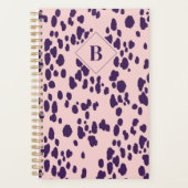 抽象芸術ダルマアニマルプリントピンクモノグラム プランナー手帳 (正面)