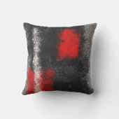 抽象芸術ダークグレー赤と白枕 クッション (裏面)