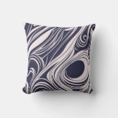 抽象芸術ダークブルーとグレーの液体スワールデザイン クッション (正面)