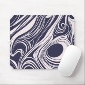 抽象芸術ダークブルーとグレーの液体スワールデザイン マウスパッド (マウス)