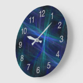 抽象芸術ダークブルーグリーンミストフラクタル ラウンド壁時計 (傾斜)