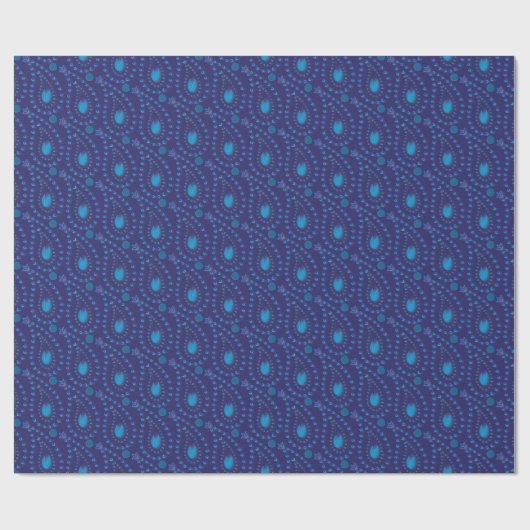 抽象芸術ダークブルーペイズリーチューリップフローラルパターン ラッピングペーパー (フラット)