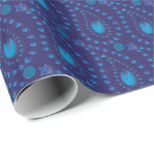 抽象芸術ダークブルーペイズリーチューリップフローラルパターン ラッピングペーパー (ロールコーナー)