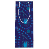 抽象芸術ダークブルーペイズリーチューリップフローラルパターン ワインギフトバッグ (裏面)