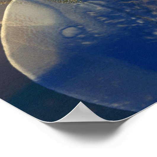 抽象芸術ダークブルー金ゴールド流体アー絵画ト ポスター (角)