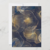 抽象芸術ダークブルー金ゴールド流体アー絵画ト 招待状 (裏面)