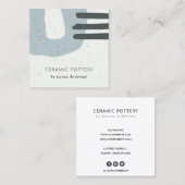 抽象芸術チックセラミックテクスチャグレーブルー斑点 スクエア名刺 (正面/裏面)