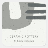 抽象芸術チックセラミックテクスチャ茶色斑点 スクエアシール (正面)