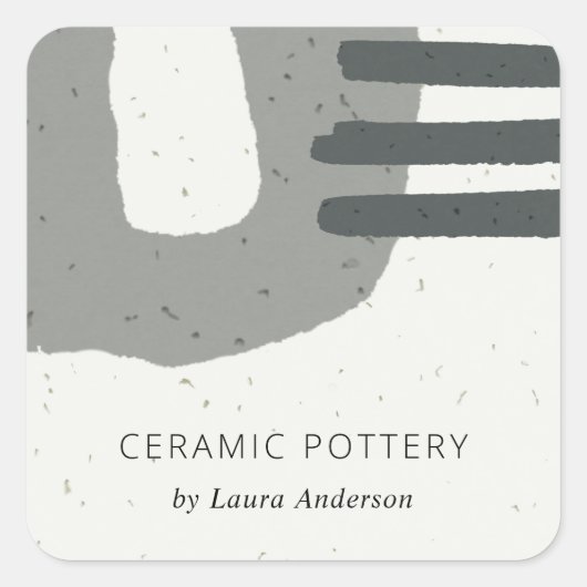 抽象芸術チックセラミックテクスチャ茶色斑点 スクエアシール (正面)