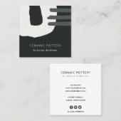 抽象芸術チックセラミック集合組織白黒斑点 スクエア名刺 (正面/裏面)