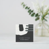 抽象芸術チックセラミック集合組織白黒斑点 スクエア名刺 (スタンド正面)