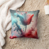 抽象芸術チューリップと曇り雲 クッション (ブランケット)