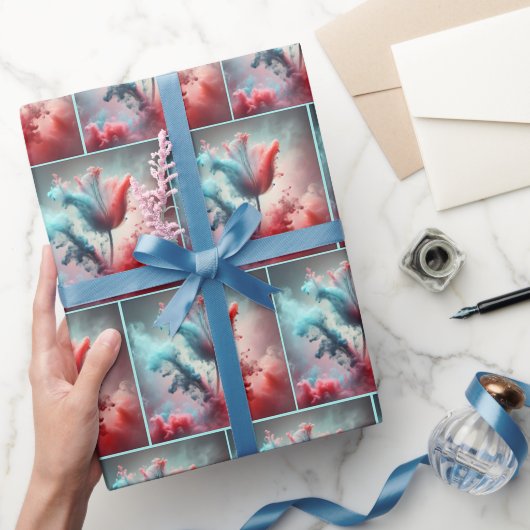 抽象芸術チューリップと曇り雲 ラッピングペーパー (ギフト)