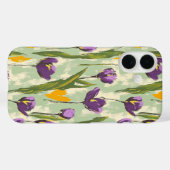 抽象芸術チューリップ開花オンミントグリーン背景 Case-Mate iPhoneケース (裏面 (横))