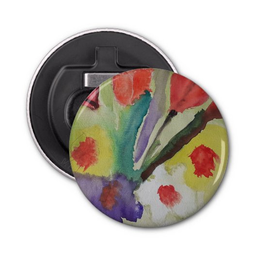 抽象芸術チューリップ&春の花ボトルオープナー 栓抜き (正面)