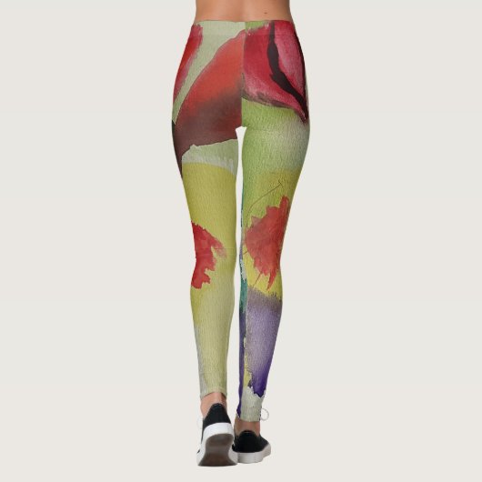 抽象芸術チューリップ&春の花レギンス レギンス (裏面)