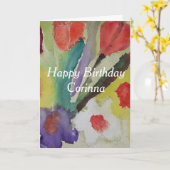 抽象芸術チューリップ&春の花誕生日 カード (黄色い花)