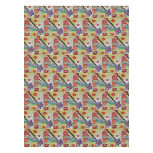 抽象芸術チューリップ&春の花 テーブルクロス (正面)