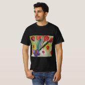 抽象芸術チューリップ&春の花 Tシャツ (正面フル)