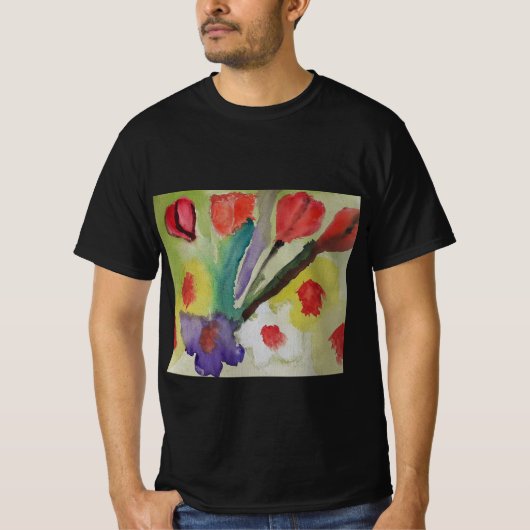 抽象芸術チューリップ&春の花 Tシャツ (正面)