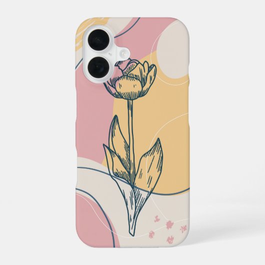 抽象芸術チューリップ iPhone 16ケース (裏面)