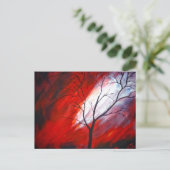 抽象芸術ツリーと赤い空 ポストカード (スタンド正面)
