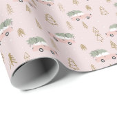 抽象芸術ツリーと車とクリスマスツリーのクリスマス ラッピングペーパー (ロールコーナー)