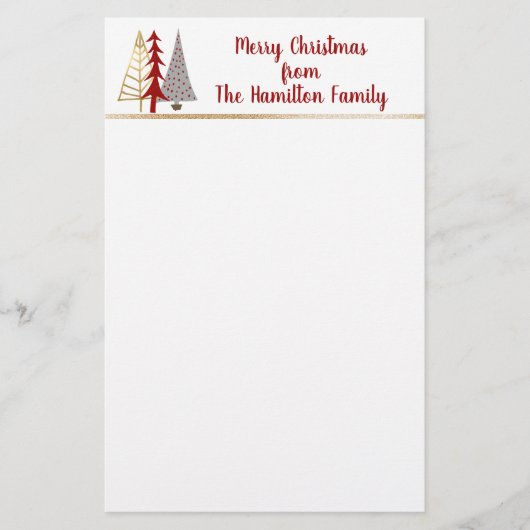 抽象芸術ツリーのクリスマス 便箋 (正面)