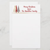 抽象芸術ツリーのクリスマス 便箋 (正面/裏面)