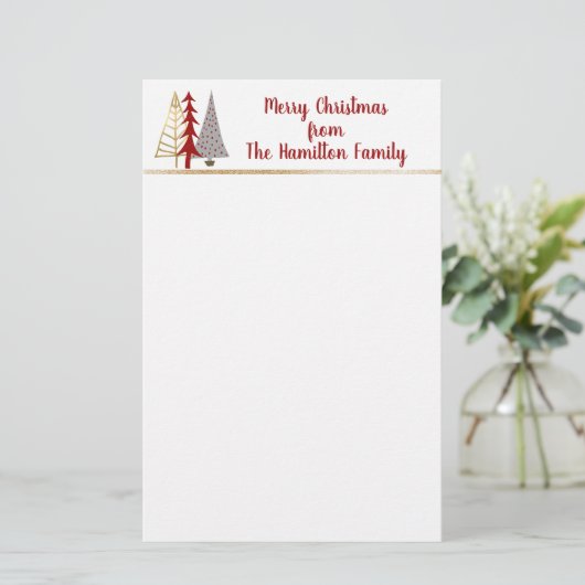 抽象芸術ツリーのクリスマス 便箋 (スタンド正面)