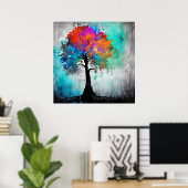 抽象芸術ツリーの水彩 ポスター (ホームオフィス)